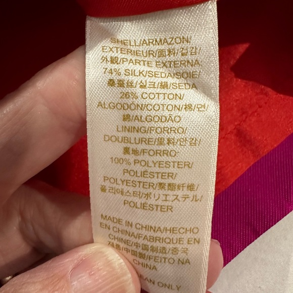 Kate Spade New York Silk Red Pink Black Color Blocked Mini Skirt with Bow - Picture 7 of 8